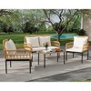 4 Piece Patio Conversation Sets, Wicker Outdoor Furniture Sets, 1 Loveseat & 2 Chairs & 1 Table, Beige - 2 of 4