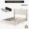 Upholstered Bed Frame,Queen Size Bedframe with 4 Storage Drawers,Velvet Platform with Wingback Headboard,No Box Spring Needed,Noise Free,Easy Assembly - 3 of 4