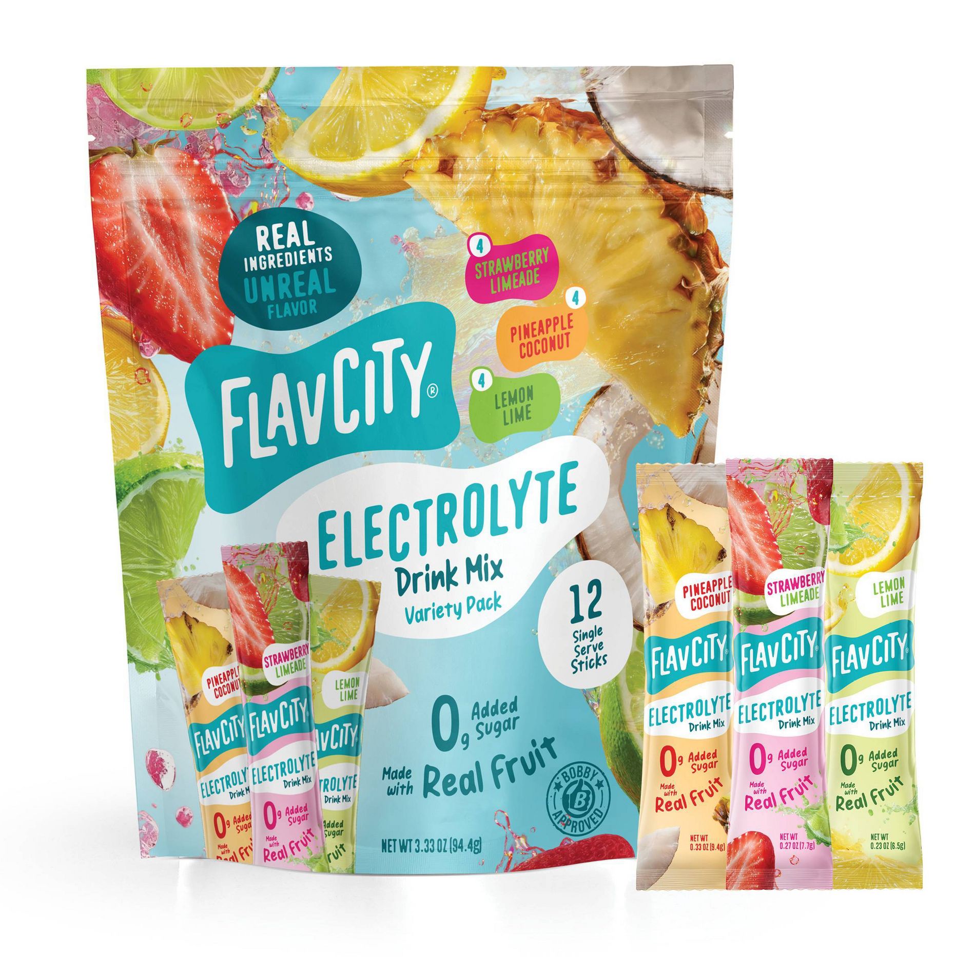 FlavCity Hydration Electrolyte Supplement Powder - Variety Pack - 3.95oz/12ct