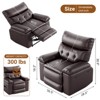 Power Recliner Chair - Heat and Massage, Adjustable Electric Recliner Ergonomic PU Leather Single Sofa, Padded Seat, Lazy Chair for Living Room - 3 of 4
