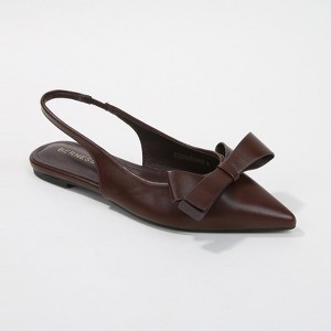 Berness Women's Cinnamon Vegan Leather Slingback Flats with Bow Detail - 1 of 4