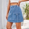 Clearlove Women's Denim Short Skirt for Spring Summer Jeans Dress Washed Fabric with Elastic Waistband for Comfortable Fit Stylish Casual - 2 of 4