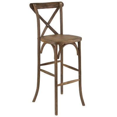 Emma and Oliver Dark Antique Wood Cross Back Barstool