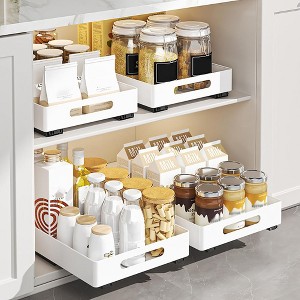 TROPOW Pull Out Cabinet Organizer Heavy Duty Metal Slide Out Drawers for Kitchen Cabinets, Fixed With Adhesive Films ,10.2" W×14.5" D×3.1" H - 1 of 4