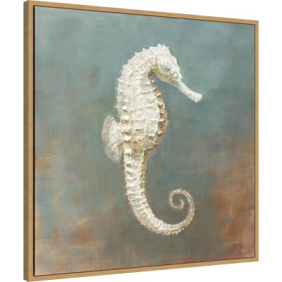 Sylvie Maple Framed Seahorse Canvas Wall Art, 30 x 30 Inches
