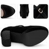 BLISSFUL STEP Women's Ankle Strap Faux Velvet Round Toe Pumps - 3 of 3