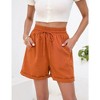 Garvee Womens High Waist Shorts with Deep Pocket Drawstring Linen Texture Casual Shorts for Women Summer Athletic Shorts - 4 of 4