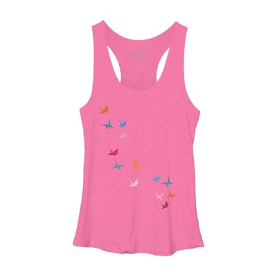 Women's Design By Humans Flying Paper Cranes Birds By Magnussons Racerback Tank Top