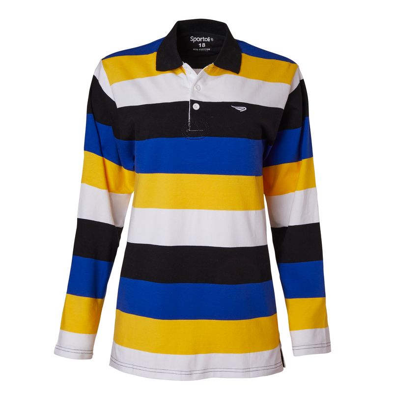 Sportoli Boys Cotton Striped Long Sleeve Polo Rugby Shirt, 1 of 4