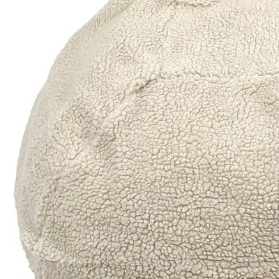 Medium Natural Faux Shearling Puff Ball Dog Bed