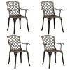 vidaXL Bistro Set Cast Aluminum Balcony Furniture Multi Colors 3/5 Piece - Bronze 4 Piece - 3 of 4