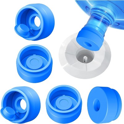 3 and 5 Gallon Water Jug Cap 5 PACK, Silicone Reusable Replacement Cap, Non Spill Bottle Caps for 55mm Bottle Water