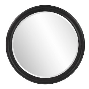 Howard Elliott 36" George Round Matte Black Wood Framed Beveled Mirror - 1 of 4