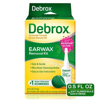 Debrox Earwax Removal Kit with Ear Drops & Bulb Ear Syringe - 0.5 fl oz