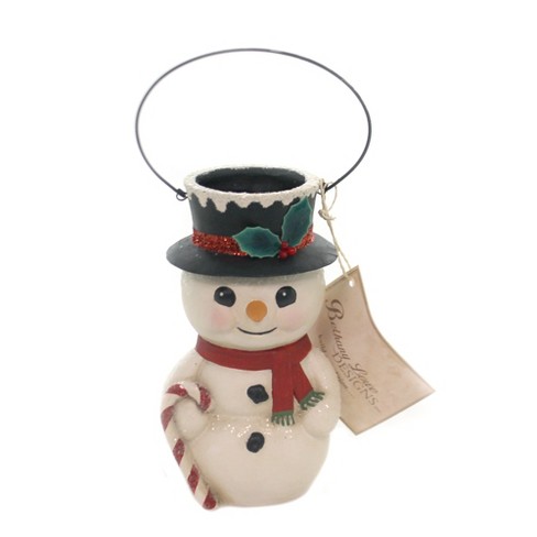 Bethany Lowe Shimmer Mini Snowman with Bucket