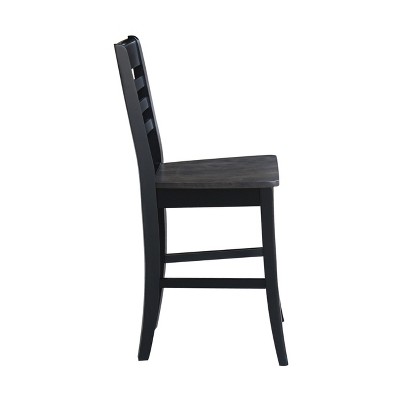 Cosmo Traditional 24" Ladder Back Counter Stool in Coal Black