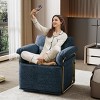 360° Swivel Accent Chair with Gold Metal Frame, Fluffy Upholstered Armchair for Living Room or Bedroom, Modern Square Lounge Chair-Maison Boucle - 3 of 4