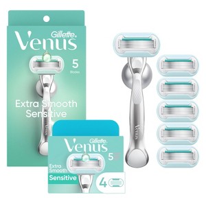Venus Women's 4 Count Deluxe Razor Blade Refills + 1 Handle and 2 Razor Blade Refill and Shower Holder - 1 of 4
