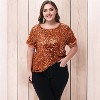 Anna-Kaci Women's Plus Size Short Sleeve Sequin Top Round Neck - 3 of 4