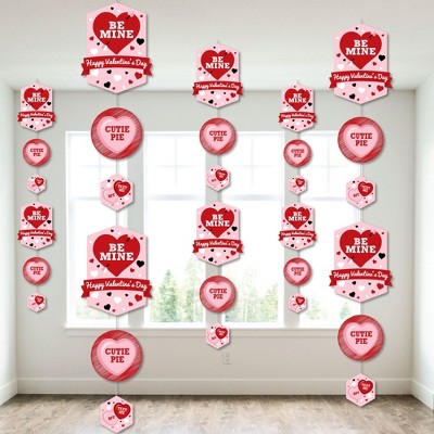 Big Dot of Happiness Conversation Hearts - Valentine's Day Party DIY Dangler Backdrop - Hanging Vertical Decorations - 30 Pieces