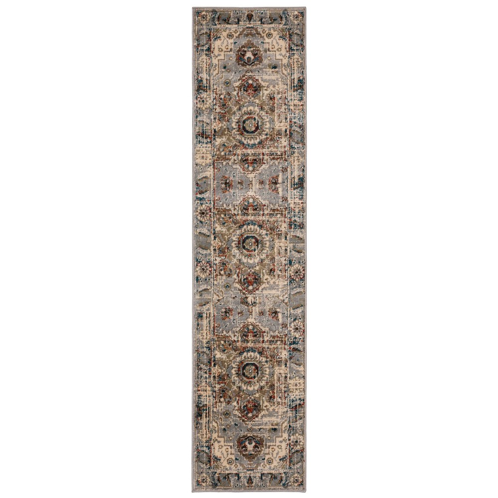  Runner Joanna Distressed Medallion Rug Gray/Rust