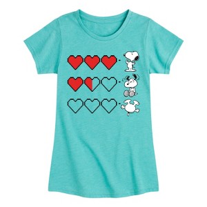 Girls' - Peanuts - Snoopy Game Hearts Fitted Short Sleeve Graphic T-Shirt - 1 of 4