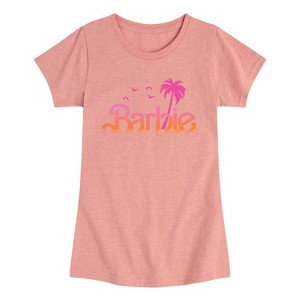 Girls' - Barbie - Sunset and Palm Trees Fitted Short Sleeve Graphic T-Shirt - 1 of 4