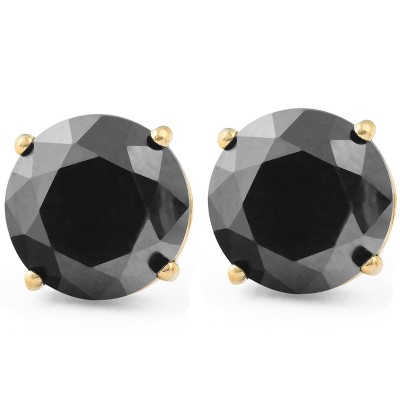 Pompeii3 2 Ct Black Diamond Studs 14k Yellow Gold Earrings