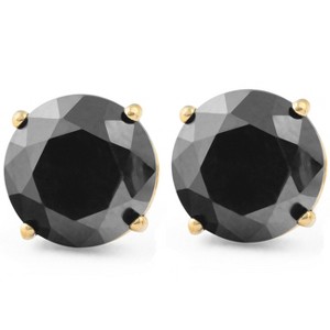 Pompeii3 2 1/4Ct Black Diamond Studs 14k Yellow Gold Earrings - 1 of 4