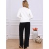 INSPIRE CHIC Women's Cinched Waist Cropped Crew Neck Long Sleeve Cable Knit Sweater - 3 of 4