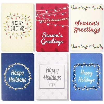 36-Pack Merry Christmas Greeting Cards Bulk Box Set - Xmas Greeting Cards with Colorful Festive Light Designs, Envelopes Included, 4 x 6"