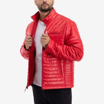 X RAY PU Quilted Jacket With Faux Shearling Lining in RED Size M — фото 4