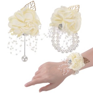 Unique Bargains Artificial Rose Flower Sophisticated Timeless Design Wrist Corsage Set - 1 of 4