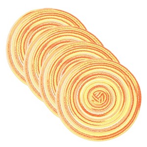Unique Bargains Woven Braided Washable Decorative Round Placemat 4 Pcs - 1 of 4