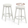 Tangkula Set of 4 Swivel Bar Stools 26" Counter Height Upholstered Seats Rubber Wood Frame Beige - 4 of 4