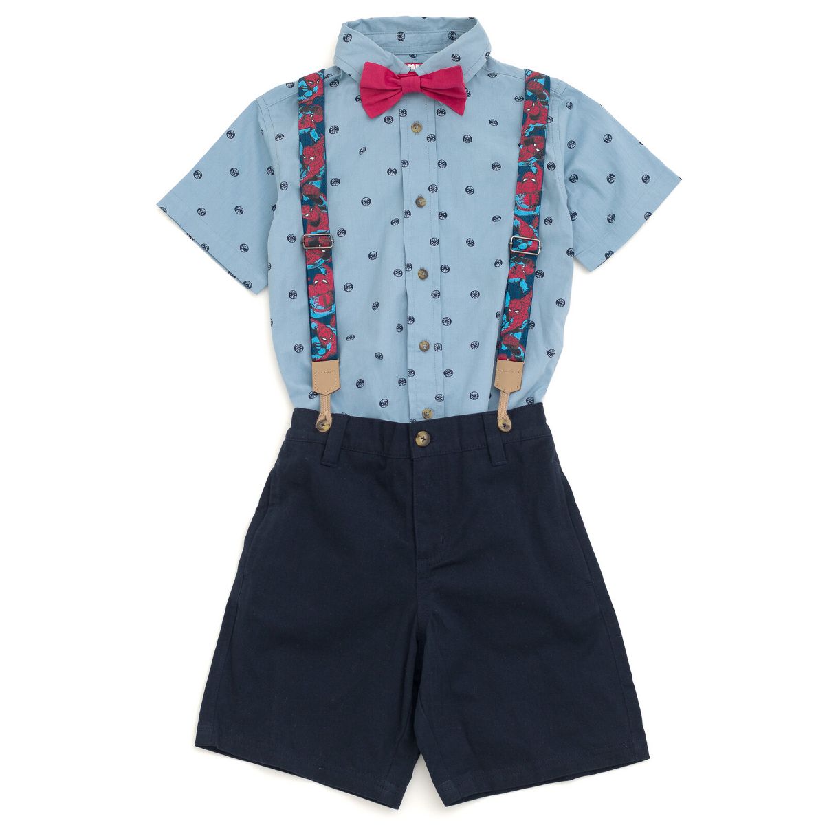 Marvel Button Down Shirt, Twill Pants, Suspenders and and Bow-Tie 4 Piece Outfit Set - thumbnail 9