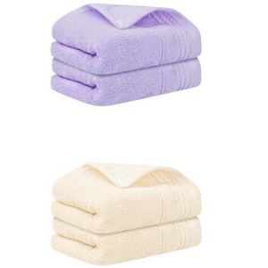 Unique Bargains Striped Pattern Soft Comfort Hand Towels for Bathroom Camp 4 Pcs 14" x 30" - 1 of 4