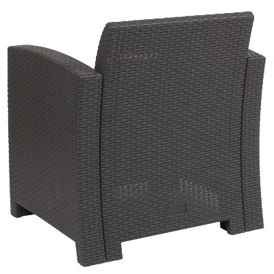 Light Gray Faux Rattan Armchair with Cushions