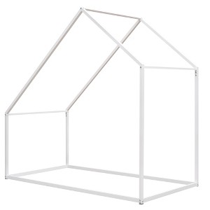 Vynxaria Twin Size Metal House Bed with Trundle - Stylish & Space-Saving Solution - 1 of 4