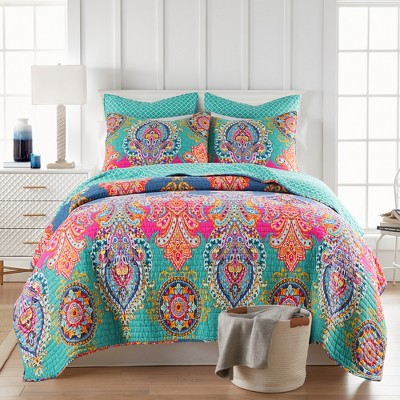 Fantasia Full White Cotton Reversible Quilt Set