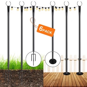 Sandinrayli Outdoor String Light Poles 9 ft. Dia 19 mm Pole with Hooks, (6-Pack) - 1 of 4