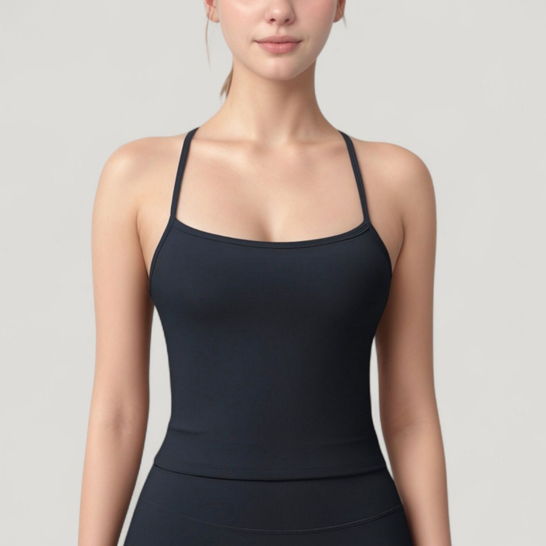 Anna-Kaci Active Women's Strappy Back Slim Fit Athletic Tank Top with Built-In Shelf Bra