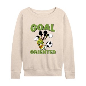 Women's - Disney - Soccer Goal Lightweight French Terry Wide Neck Long Sleeve Shirt - 1 of 4