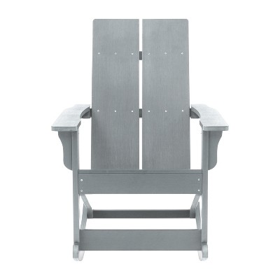 Gray Poly Resin Wood Adirondack Rocking Chair with Arms