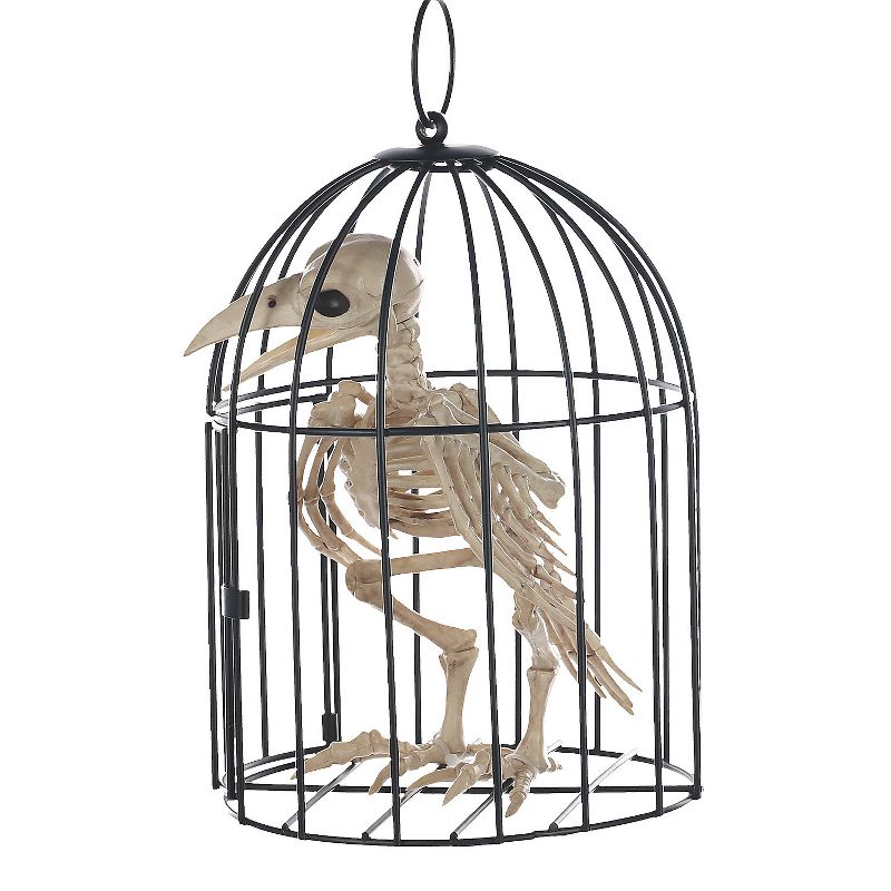Halloween Express  Skeleton Crow in a Cage Halloween Costume - Size 9.5 in - Off-White, 3 of 5