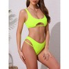 INSPIRE CHIC Women's Cutout Racerback Ribbed Bikini Sets, Scoop Neck Top Triangle Bottom Swimwear Bathing Suits 1 Set - 2 of 4