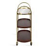 Kate and Laurel Maxfield Oval Wood Bar Cart, 26x13x36, Walnut Brown and Gold - 3 of 4