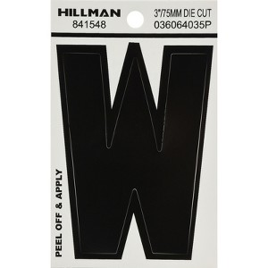 Hillman 3 in. Black Vinyl Self-Adhesive Letter W 1 pc (Case of 6) - 1 of 1