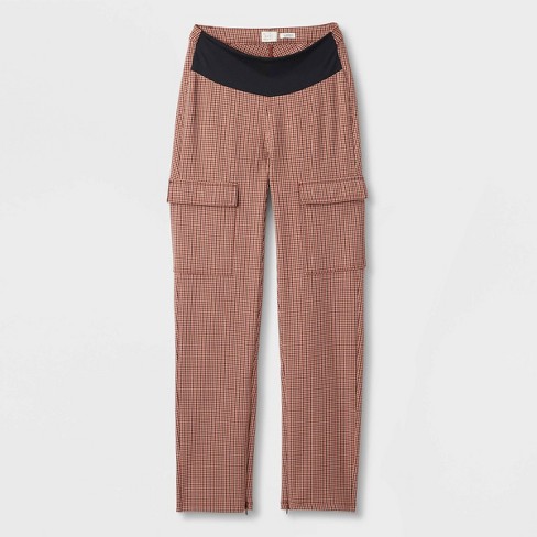 Women's Adaptive Seated Fit Pants - A New Day™ Brown Plaid 6
