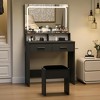 Makeup Vanity Set, Small Dressing Table with 2 Drawers & Stool, 32"x16"x54" Modern Bedroom Furniture - 2 of 4